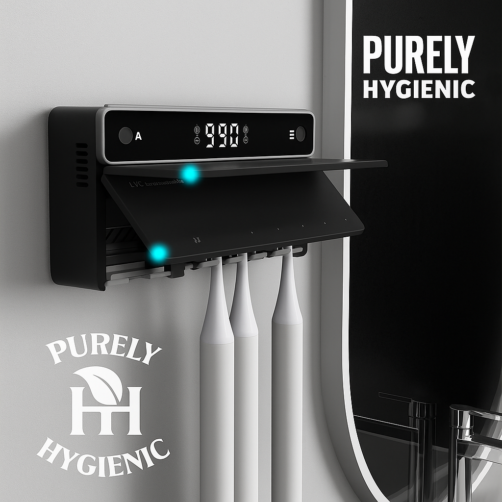 Purely Hygenic™ V3 — Smart UV Toothbrush Sterilizer with Turbo Air Dry & Heat Disinfection